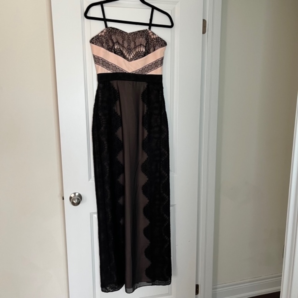 Ted Baker London Strapless Maxi Dress in Black and Blush